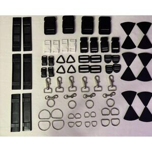 Mixed Bag Hardware Lot – Heavy Duty Metal + Plastic Clips, Buckles, D-Rings Sew